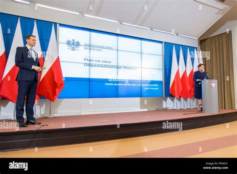 Warsaw Poland Th Feb Polish Prime Minister Beata Szydlo R