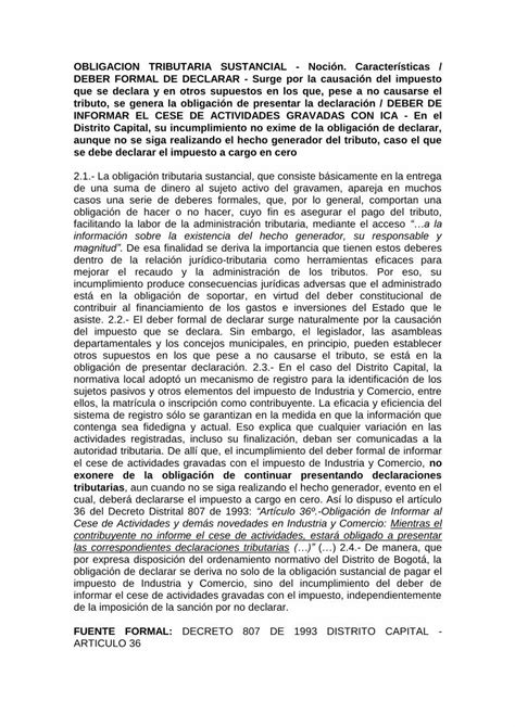 Pdf Obligacion Tributaria Sustancial Noci N Obligacion