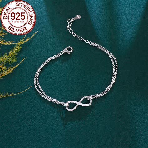 CWWZircons Infinity Symbol Chain Link CZ Bracelet 925 Sterling Silver