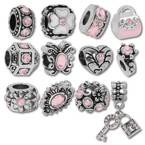 Timeline Treasures - Pink Birthstone Beads and Charms for Pandora Charm Bracelets - October Rose ...