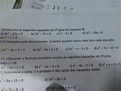 Resolva As Seguintes Equações Do 2 Grau