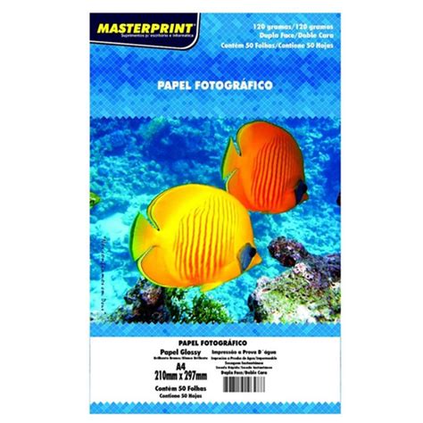 Papel Fotográfico Dupla face Masterprint 120g A4 Glossy Brilhante