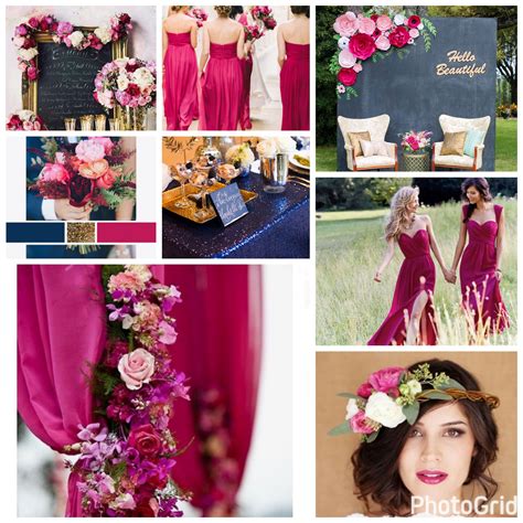 Raspberry Navy Blue And Gold Wedding Color Scheme Raspberry Wedding