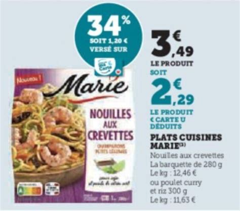 Promo Plats Cuisines Marie Chez Super U