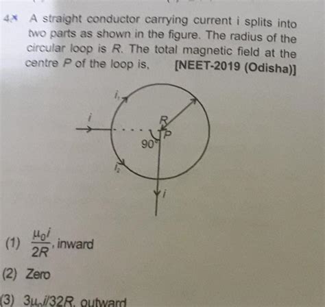 Answered 4x A Straight Conductor Carrying Current I Splits Into Two Kunduz