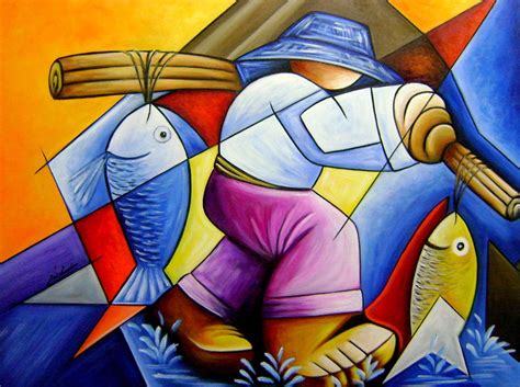 PINTURA PAINEL PESCADOR 60x80 COD 509 KATIA ALMEIDA PINTURAS EM