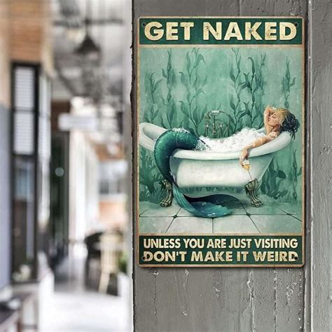 Poster Mermaid Get Naked Décoration Murale Artistique Plaque En