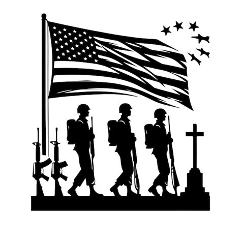 Premium Vector Memorial Day Silhouettes Vector Soldier With Usa Flag