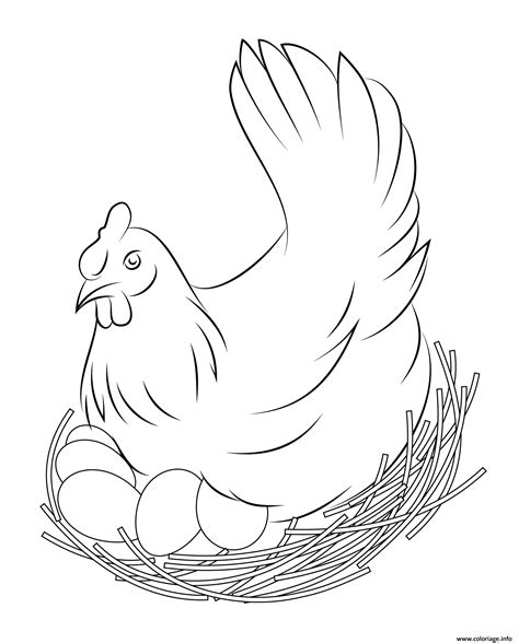 Coloriage Oeuf De Poule Paques Dessin Poule à imprimer