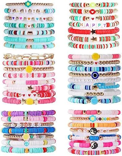 Buy Firazio Pcs Preppy Heishi Bracelets Set Colorful Heart Star Evil