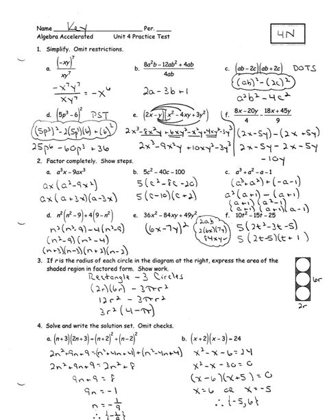 Algebra Honors Practice Test