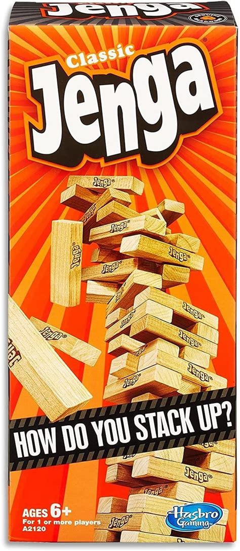 Hasbro Gaming Jenga Classic Game With Genuine Hardwood Blocks Stacking