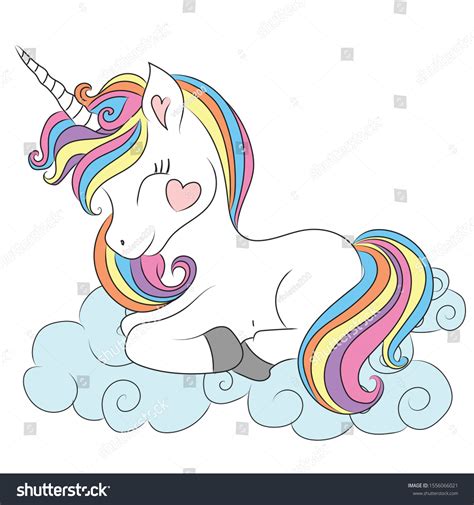 Cartoon Unicorn On Cloud Vector Royalty Free Stock Vector