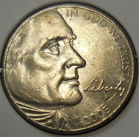 2005 P Jefferson Nickel With Nice Struck Through Error For Sale Buy