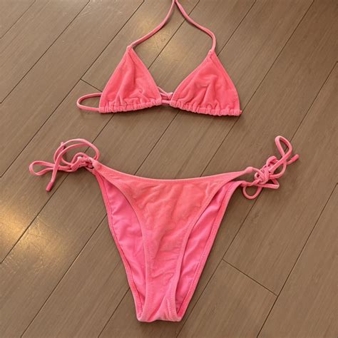 Pink Triangl Bikini Size Xs Bottoms And Top No Depop