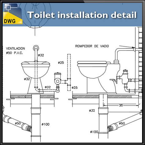 Toilet installation details – CAD Design | Free CAD Blocks,Drawings,Details