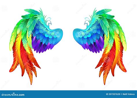 Bright Rainbow Wings on White Background Stock Vector - Illustration of ...