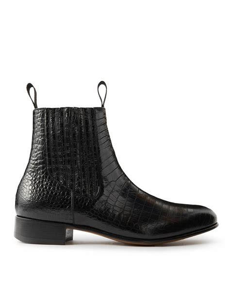 Tom Ford Kurt Croc Effect Leather Chelsea Boots Black Tom Ford