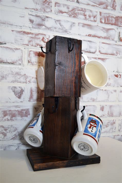 Rustic Coffee Mug Holder Mug Tree Mug Stand Hook Mug Tree Etsy