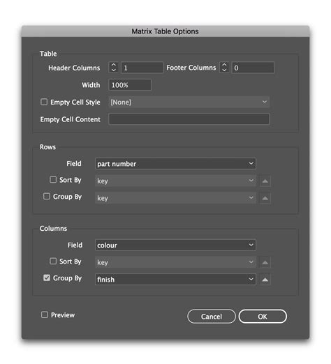 What is a Matrix Table? - In-Design Plugins | 65bit Software