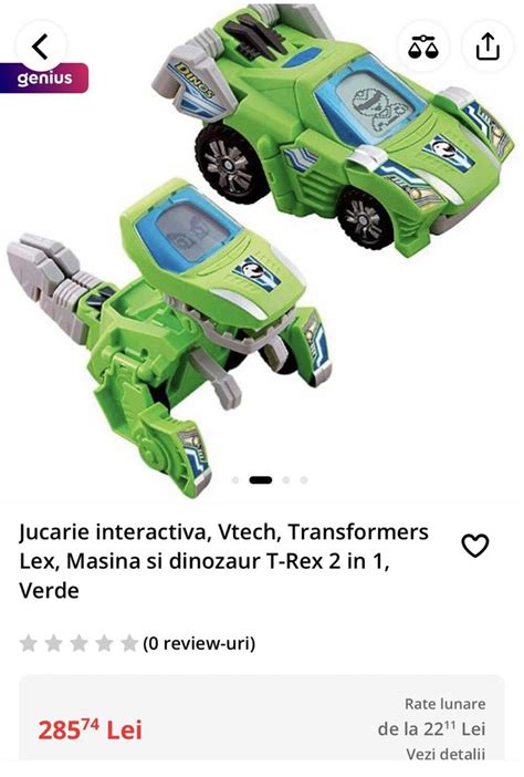 Jucarie Vtech Transformers Masina Si Dinozaur Cu Sunete Si Lumini