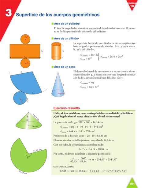 Superficie De Los Cuerpos Geométricos