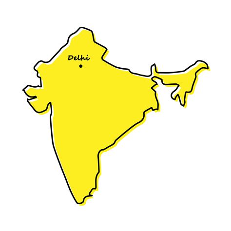 Simple outline map of India with capital location 21849465 Vector Art ...