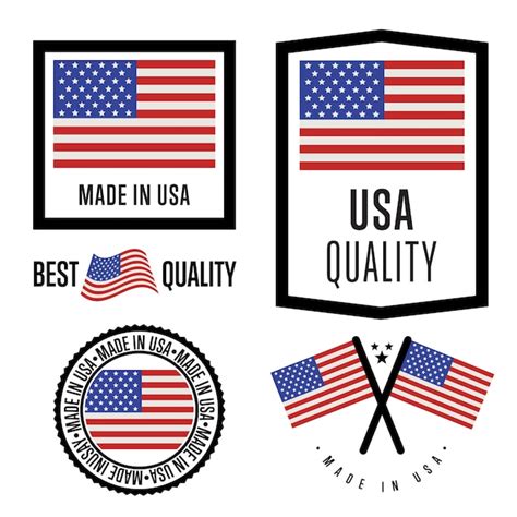 Conjunto De Etiquetas Made In Usa Vector Premium