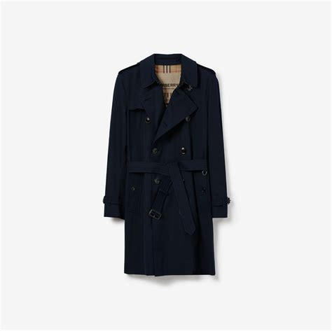 Mid Length Kensington Heritage Trench Coat In Coal Blue Men Cotton Gabardine Burberry® Official