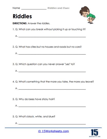 Riddles and Clues Worksheets - 15 Worksheets.com