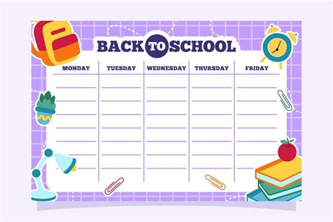 Back To School Time Table Template 46362125 Vector Art At Vecteezy