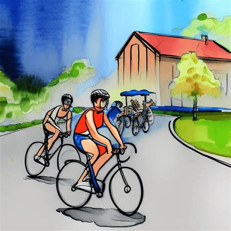 Cycling Cartoon Watercolor · Creative Fabrica