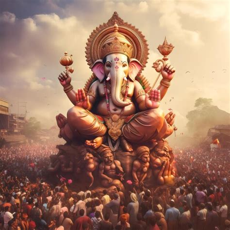 Un Grand Accueil Ganpati Pour Le Festival Ganesh Chaturthi Photo Premium