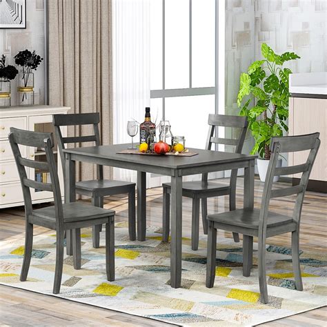 Hommoo Modern 5 Piece Dining Table Set Kitchen Table And Chairs Set