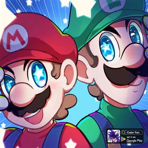 Mario and Luigi fanart i did in colorfan by VerosikaMayday371 on DeviantArt