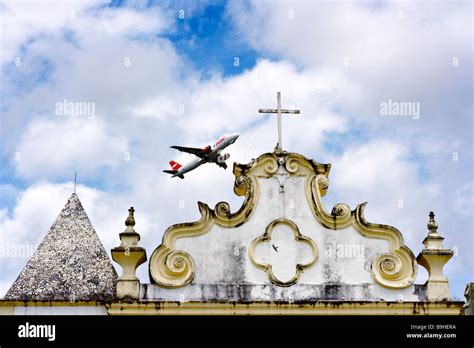 Airplane Over Igreja Nossa Senhora Da Pena Porto Seguro Bahia Brazil