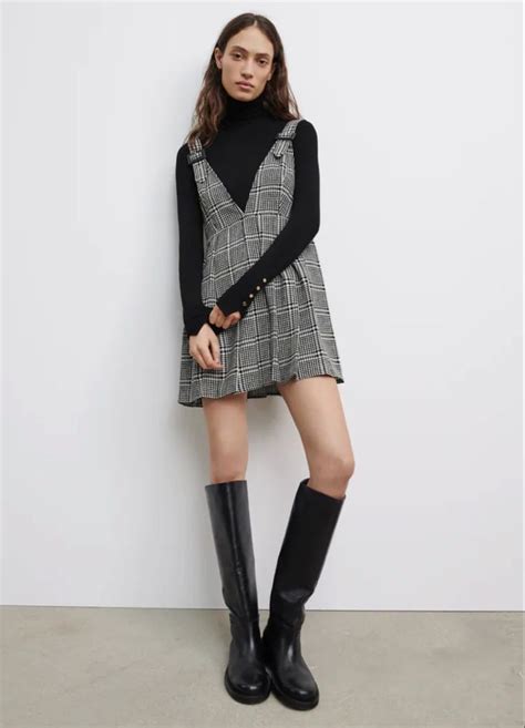 Pinafore Dress Outfit Winter Grey Pinafore Dress Check Pinafore Dress