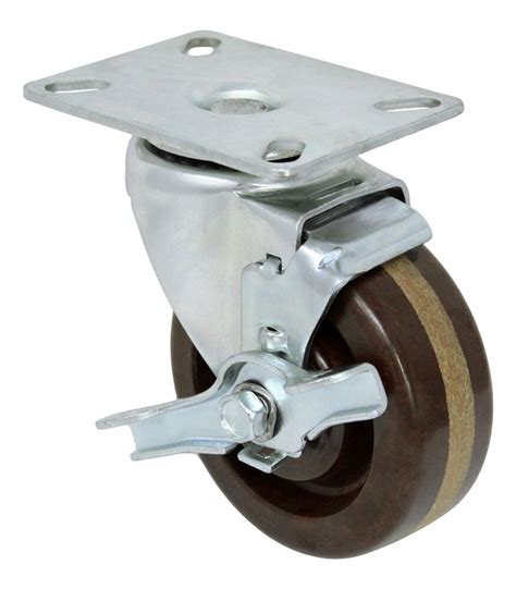 Linco High Temp Phenolic Swivel Caster With Top Plate And Top Lock