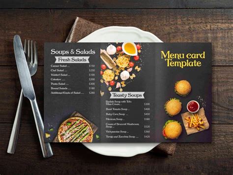 Free Black Menu Card Mockup Design Psd Template Menu Card Design