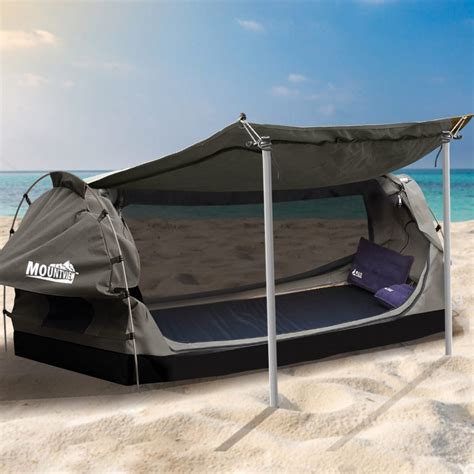 Mountview King Single Swag Camping Swags Canvas Dome Tent Free Standing ...