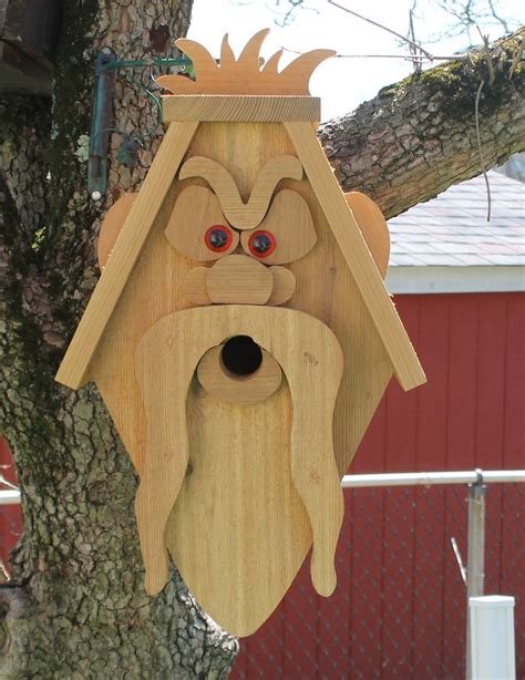 Old Man Cedar Hanging Birdhouse Wooden Bird House With The Etsy