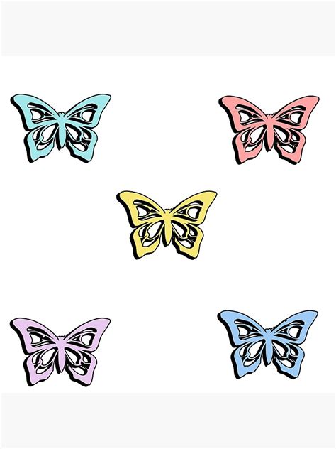 Pastel Butterfly Sticker Pack Poster By Sullyscribbles Redbubble