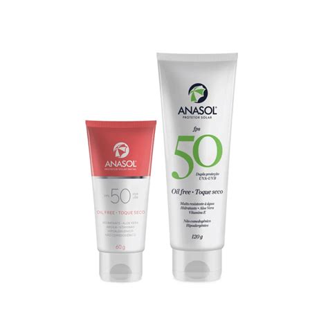 Kit Proteção Solar FPS50 200g Protetor Facial FPS50 60g Anasol