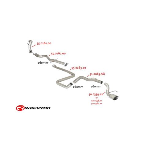 Tube suppression 1er silencieux arrière Gr N inox Ragazzon Opel Astra J