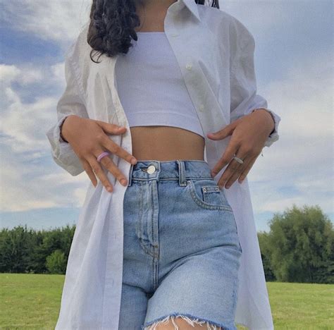 Jeans White Crop Top And White Button Up Buy Clothes Crop Tops Inspo Fitness Outfits