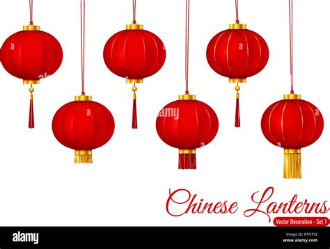 Vector Chinese Traditional Hanging Red Lanterns Stock Vector Image And Art Alamy