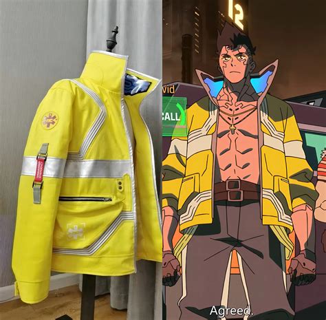 David Martinez Cosplay Costumes Yellow Luminous Coat Anime Cyberpunk