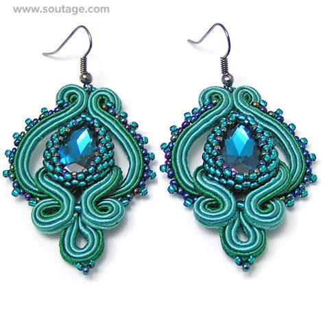 Kaa Eye Soutache Earrings Soutache Jewelry Blue Earrings Green Earrings