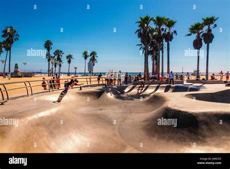 Skatepark at world famous Venice Beach. The Skate Board Park with its ...