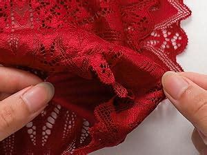 Kingfung Sexy Cheeky Panties For Women Lace Criss Cross Bikini Underwear Pack Bean Paste